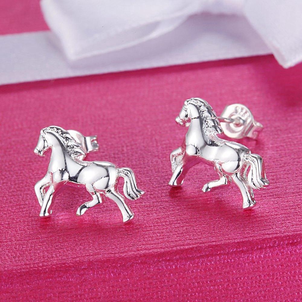 Silver horse earrings