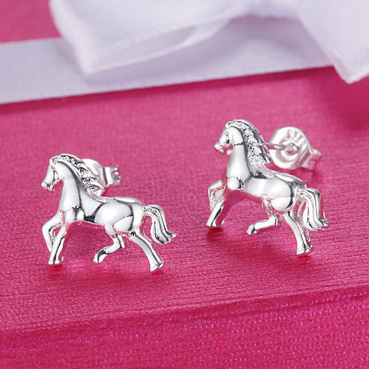 Silver horse earrings