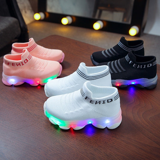 Zapatillas deportivas estilo calcetín con LED de 6,5 a 12 