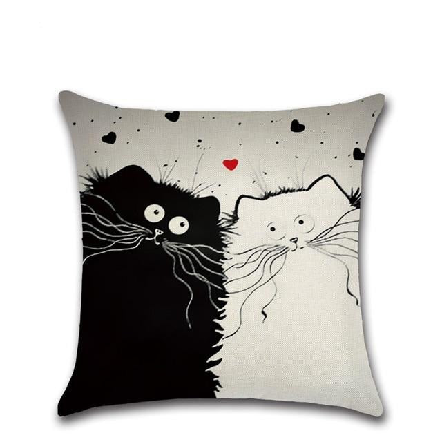 Housse de coussin Chat Black and White