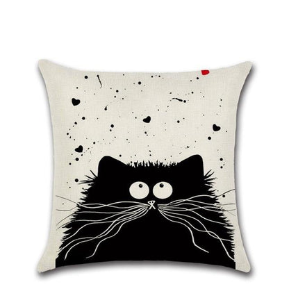 Black and White Cat Cushion Cover