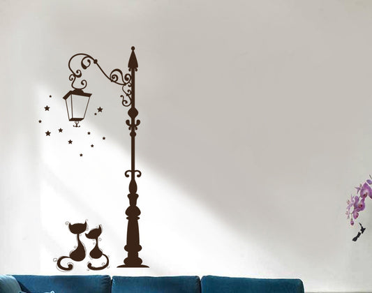 Autocollant mural chat lampadaire