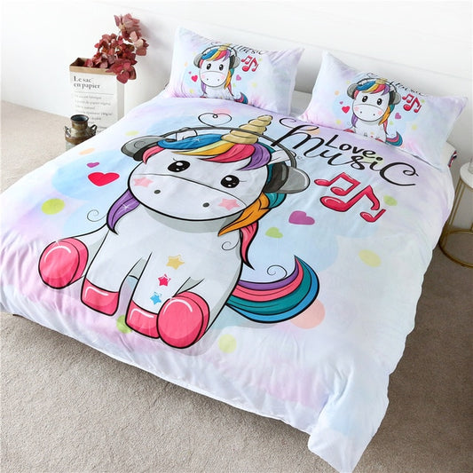 Cute unicorn bed set