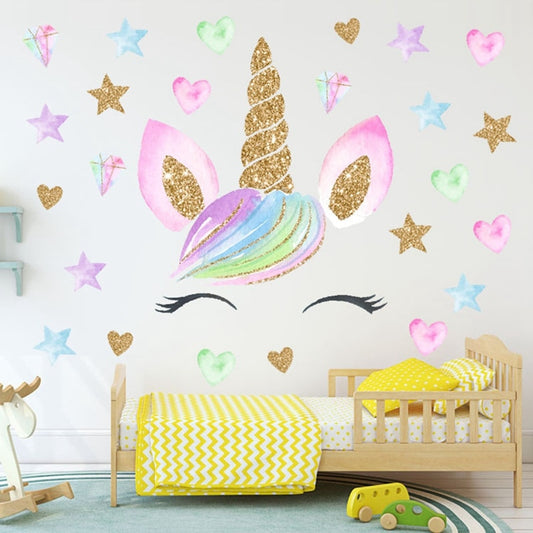 Pegatina de pared de unicornio 3D