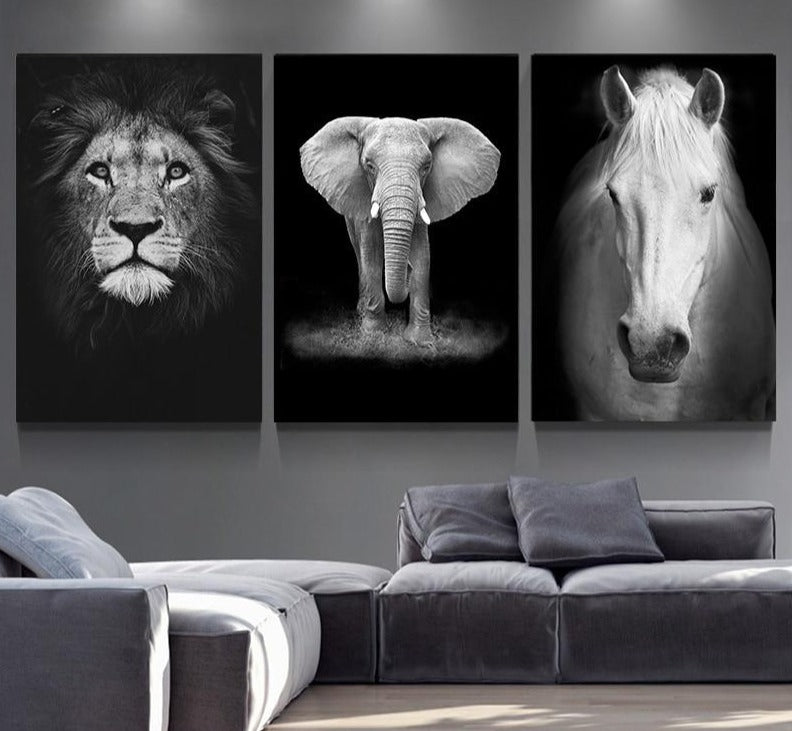 Canvas Noir et blanc Animal