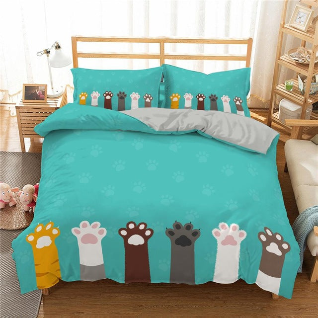 Cartoon Cat Bed Set