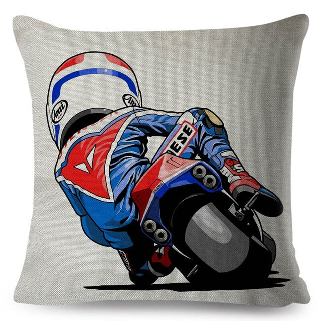 Cartoon Motorcycle cushion cover