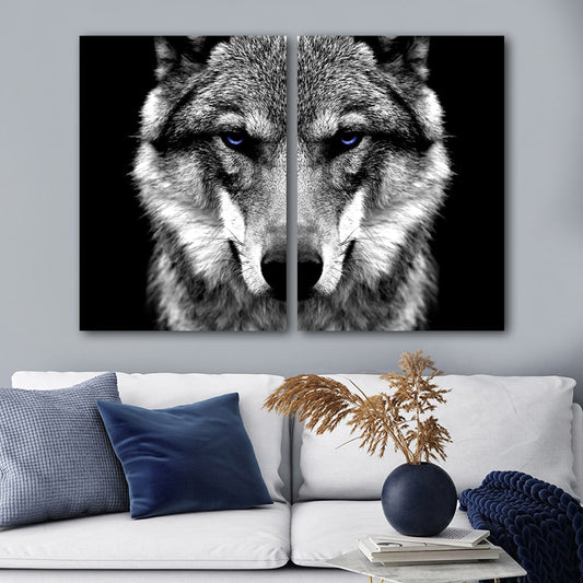 Arte de pared de lobo gris