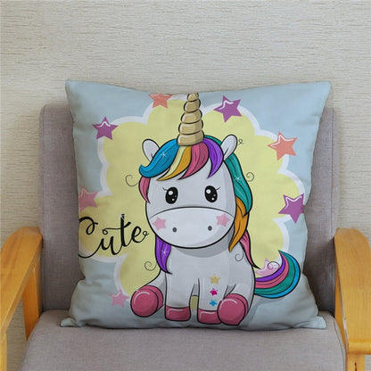 Cartoon unicorn cushion cover