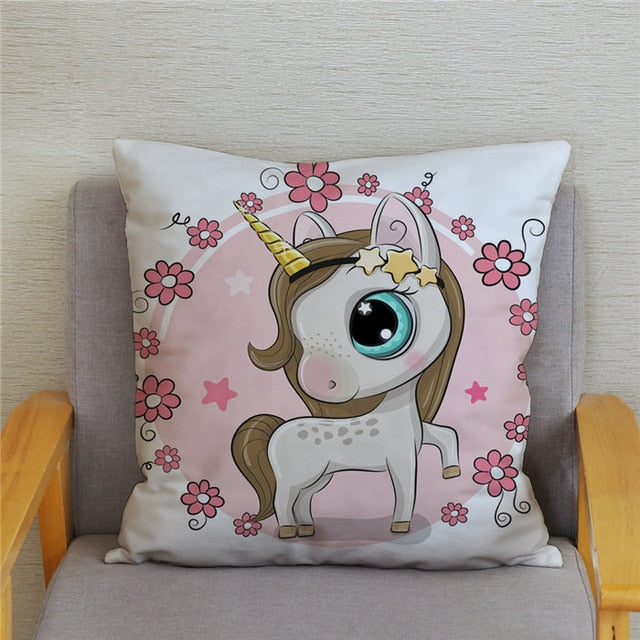 Cartoon unicorn cushion cover
