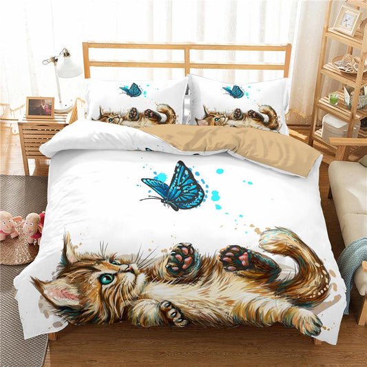 Ensemble de lit chat et papillon