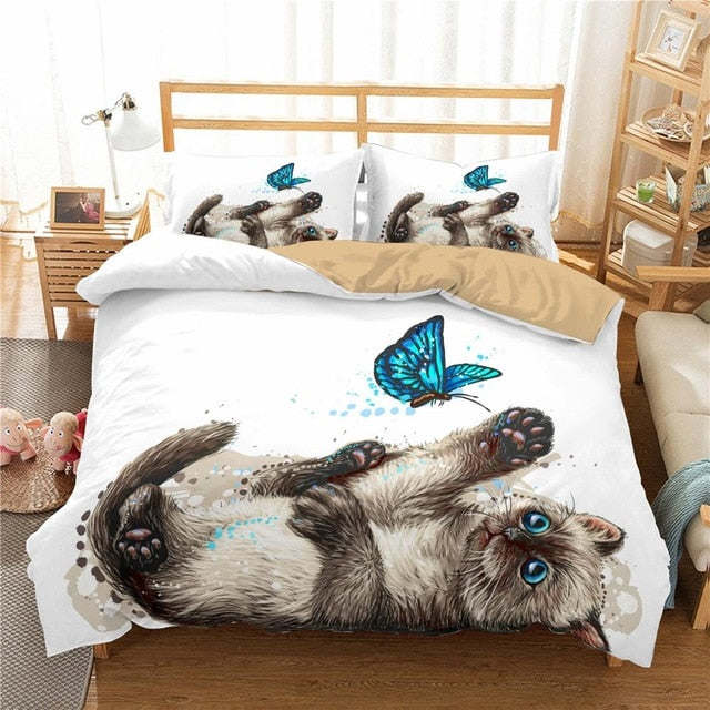 Ensemble de lit chat et papillon