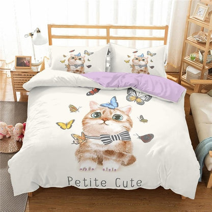 Cat and butterfly bed set