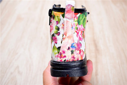 Spring/Autumn floral ankle boots