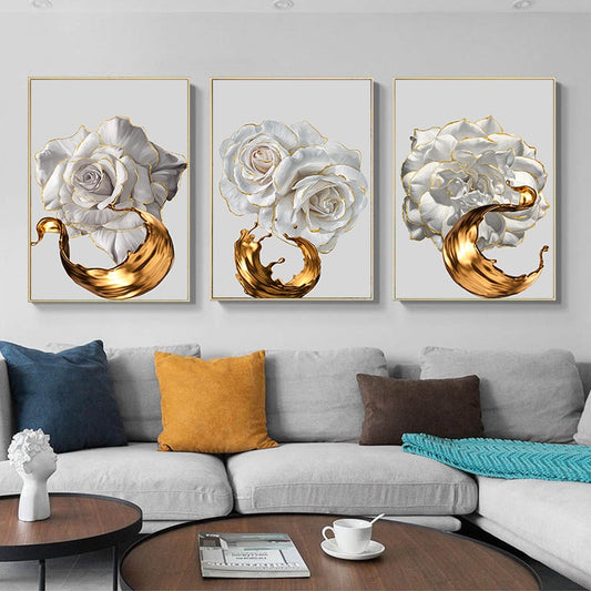 Arte de pared en lienzo de oro rosa