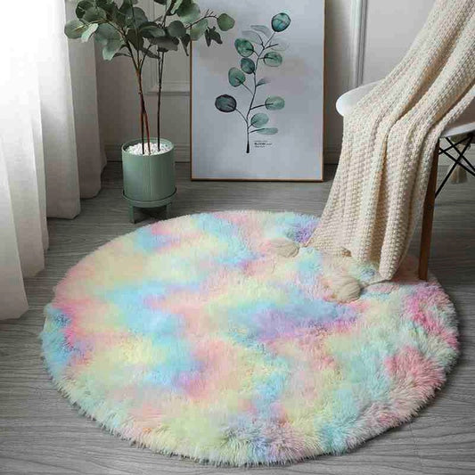 Rainbow round rug