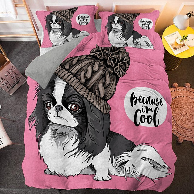 Ensemble de lit avec chiens