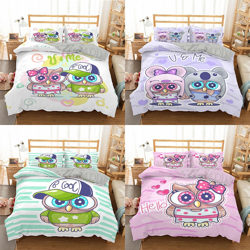 Cartoon Owl Bed Set