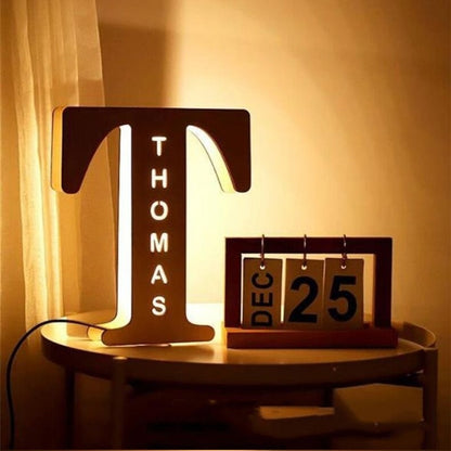 Personalized wooden LED USB lamp