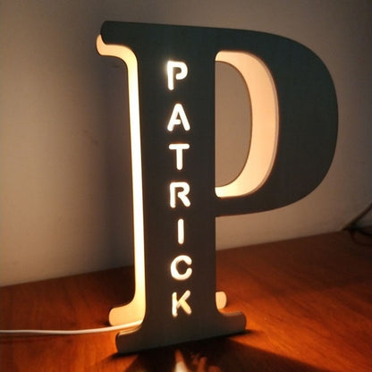 Personalized wooden LED USB lamp