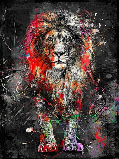 Art mural Canvas Lion Graffiti