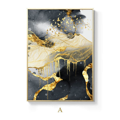 Wall Art Canvas Abstract Gold