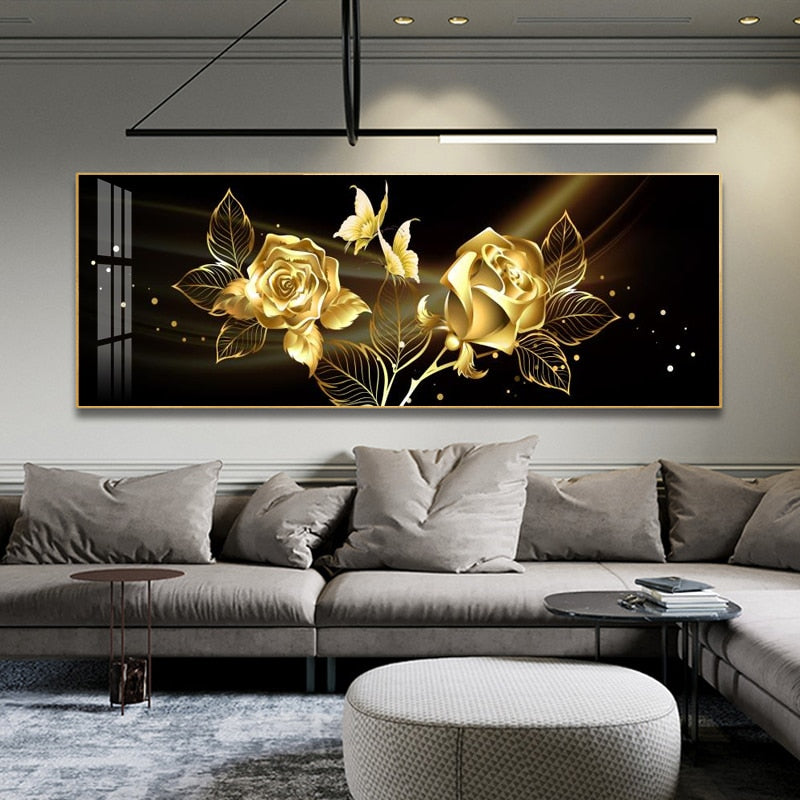 Golden Rose Wall Art