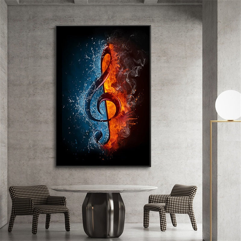 Canvas Water and Fire Music Note