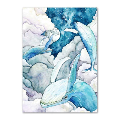 Art mural Canvas Baleine bleu