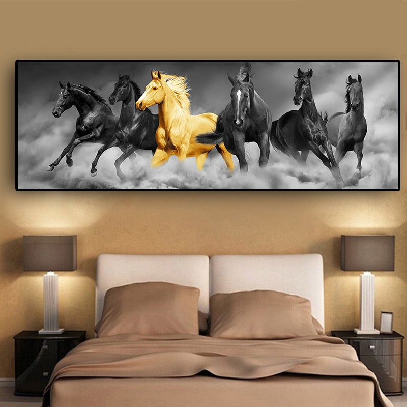 Black and Gold Horses Wall Art