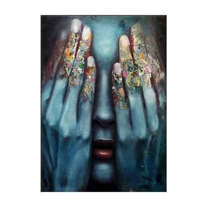 Art mural Canvas Femme avec main au visage