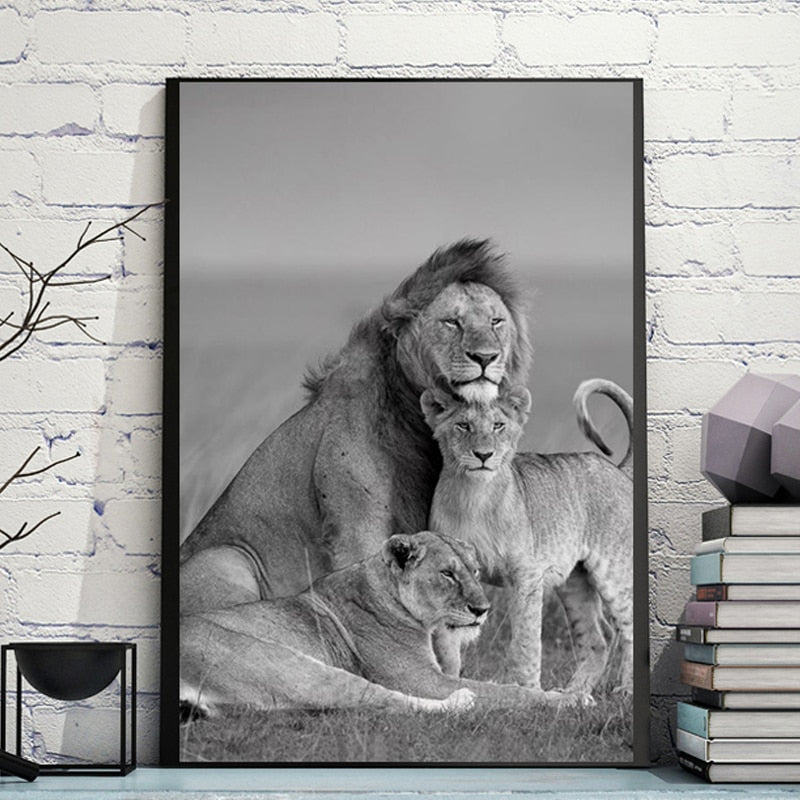 Canvas Famille Lion