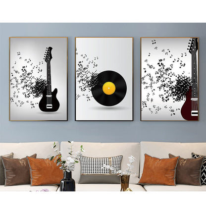 Lienzo decorativo para pared, guitarra y nota.