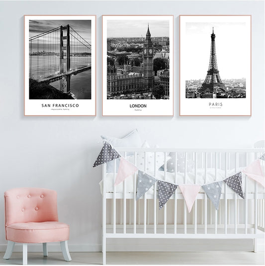 Canvas Ville du monde Noir et blanc