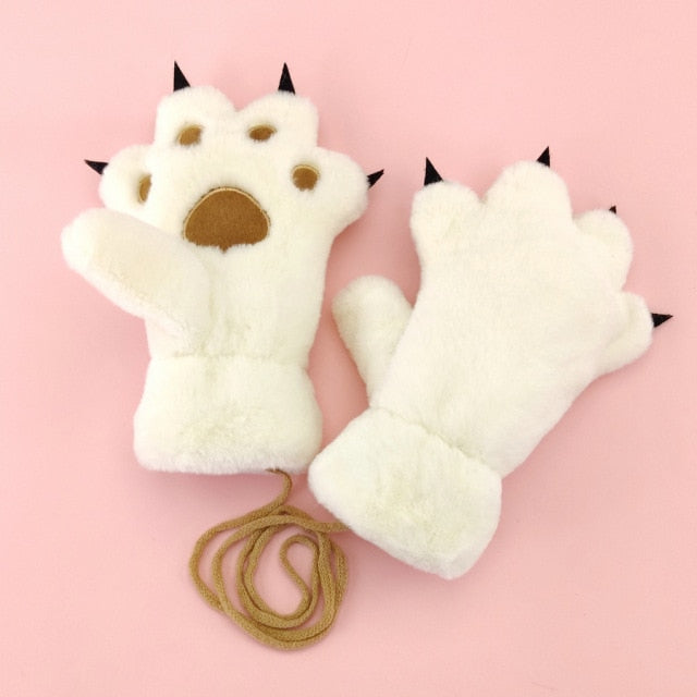 Warm bear paw mittens