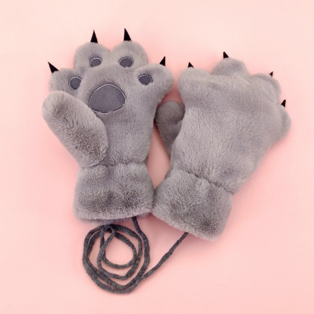 Warm bear paw mittens