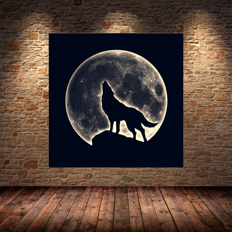 Art mural Canvas Loup et Lune