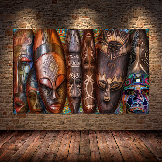 Art mural Canvas Masque Africain Tribal