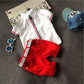 Set of shorts, belt and t-shirt 2T at 6 years old