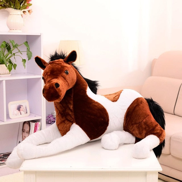 Large Horse Plush Brun blanc
