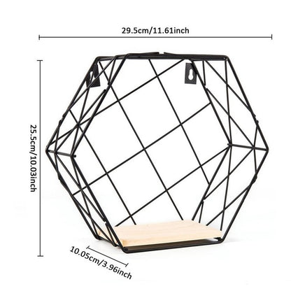 Hexagonal metal shelf