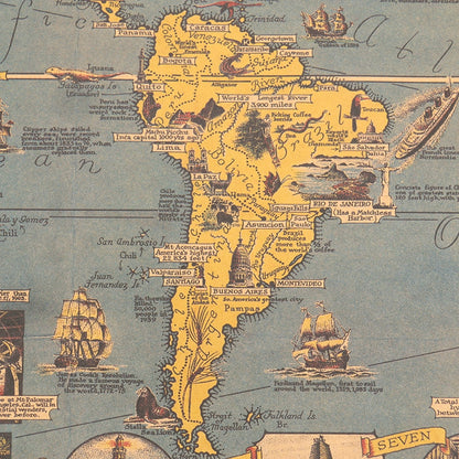 Carte du monde avec les merveilles du monde vintage