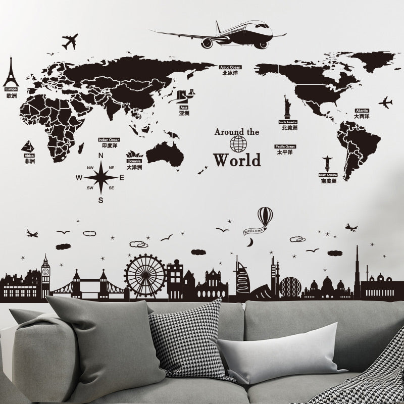 Autocollant mural Carte du monde