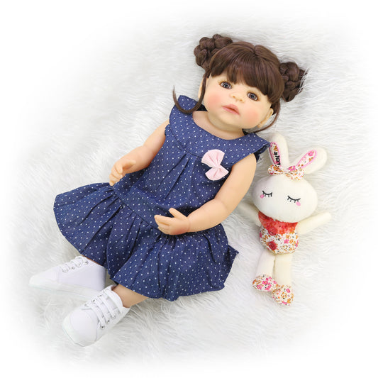 Reborn girl doll 55 cm / Full silicone